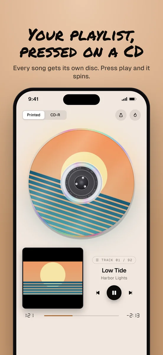 Your playlist, pressed on a CD